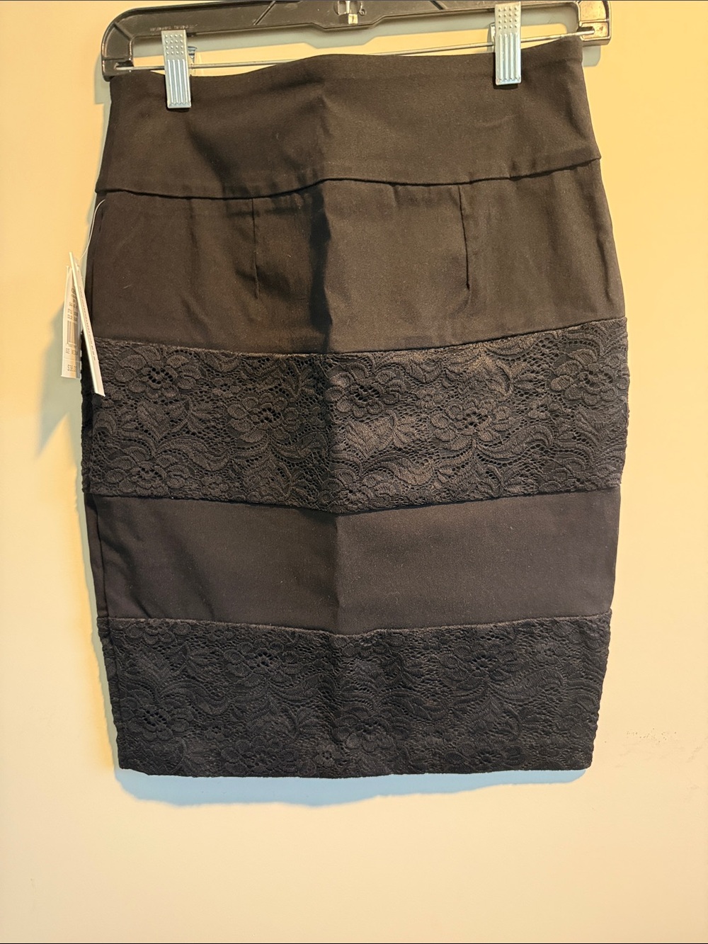 Joe B Black Lace-Panel Pencil Skirt